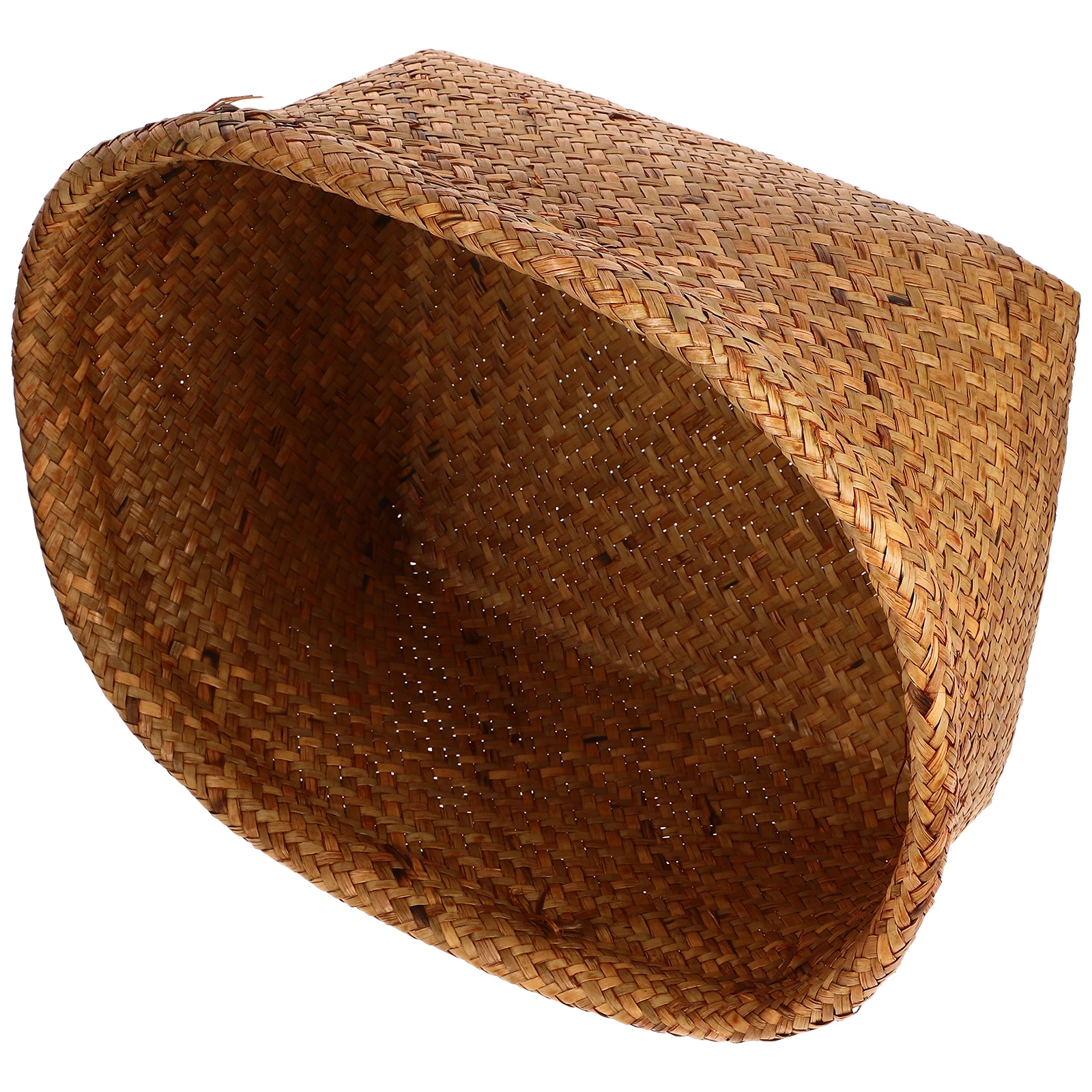 

1pc Sea Grass Woven Storage Basket Natural Multi-Functional Organizing Basket For Home Laundry Sundries Holder Desktop