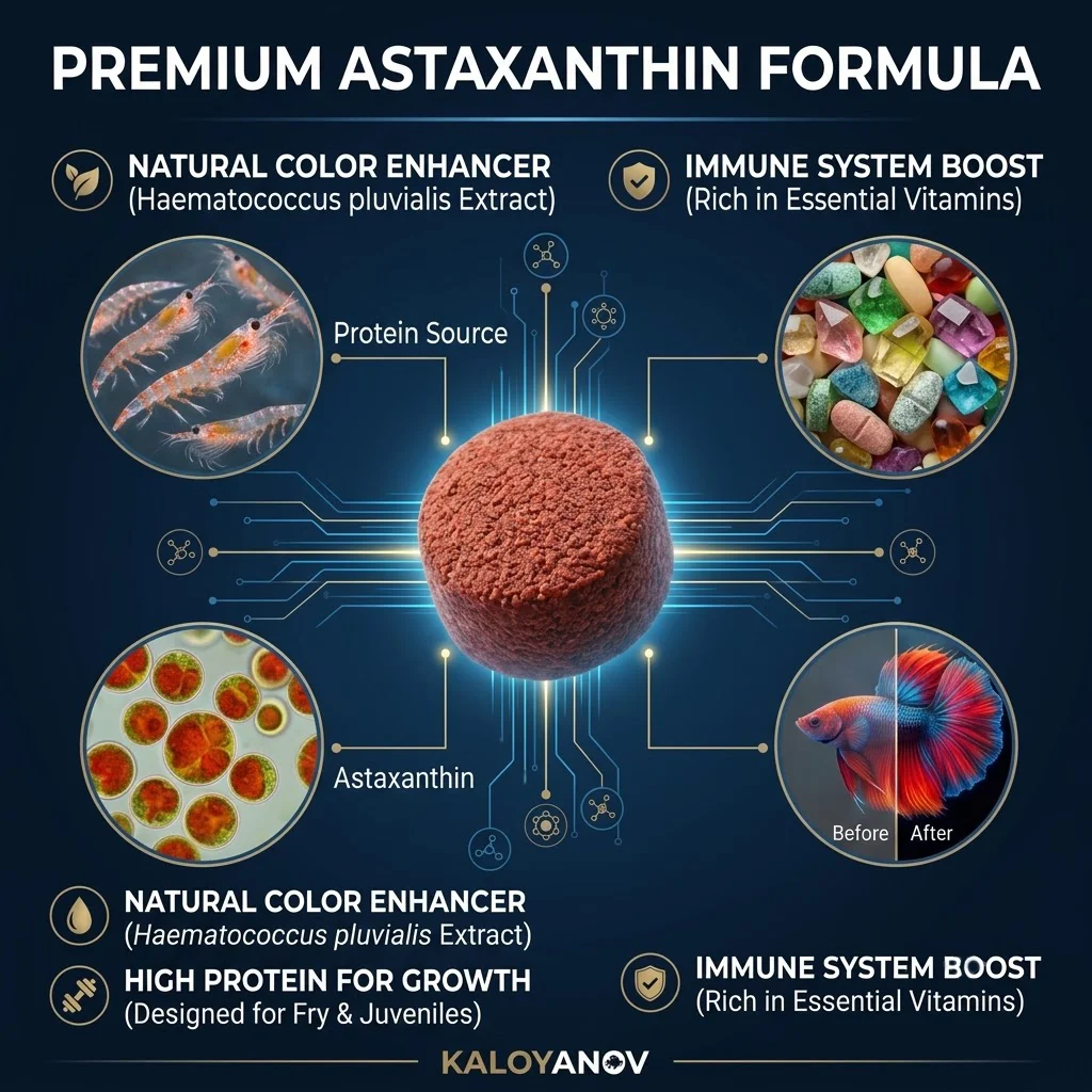 Astaxanthin Color Enhancing Fish Food Tablets for Juvenile Subadult Fish Growth Boosting Aquarium Adhesive Feeding Wafers