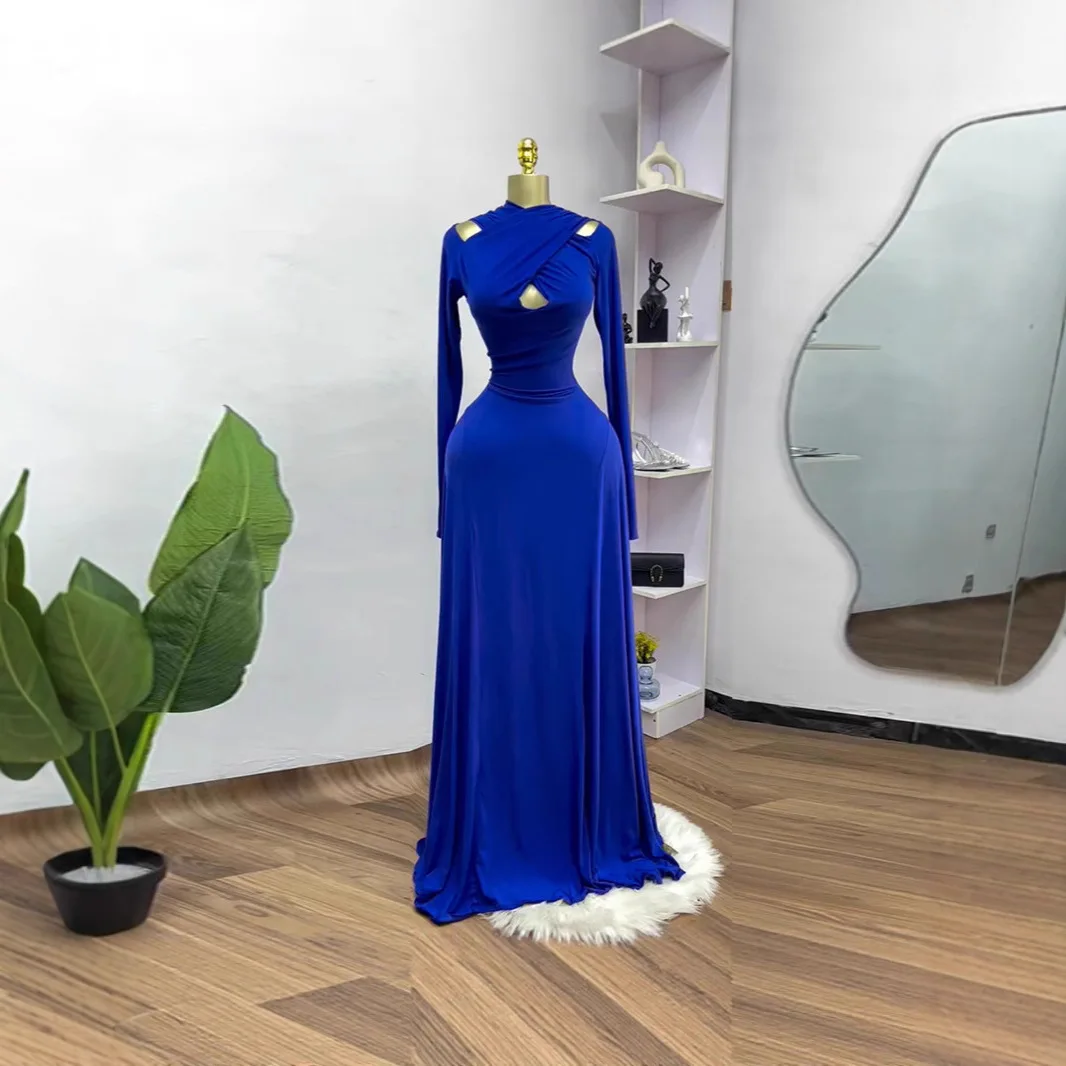 

Новое элегантное облегающее платье с длинным рукавом и вырезами, высокоэластичное, весна-лето 2026, женское платье-роба (Vestido)