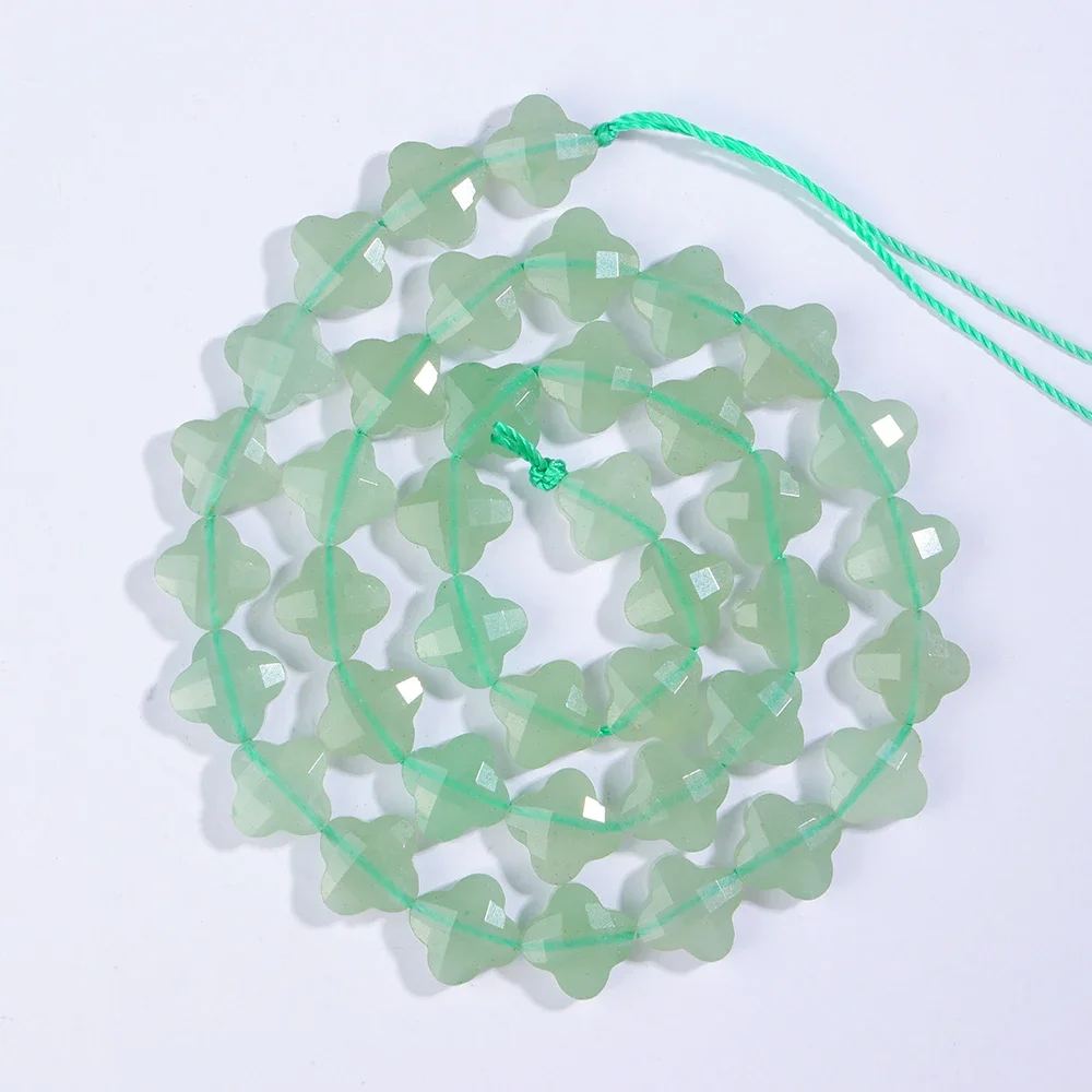 

A++ Natural 10mm Four-Leaf Clover Beads Loose Black Agate Quartz Lepidolite Sodalite Tiger Eye Beads for Jewelry Making DIY