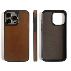 ZWW Crazy House Genuine Leather Case For Iphone 16 Pro Max Cover For Iphone 14pro 12 11 13 Full Wrapped Vintage Back Phone Cases