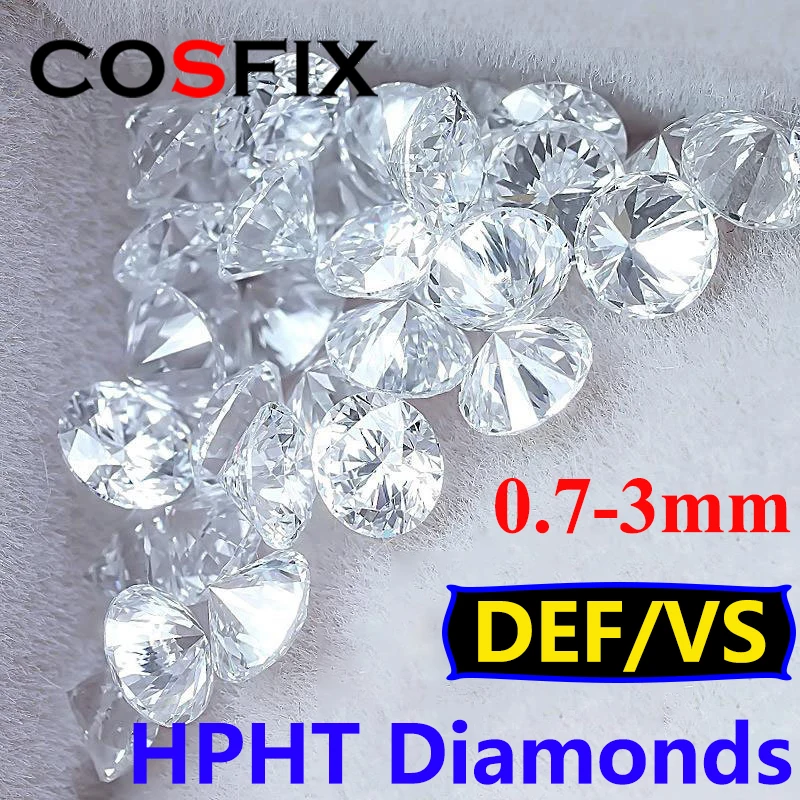COSFIX DEF VS قطع مستديرة رائعة 0.9 مللي متر ~ 3 مللي متر رجل جعل الخام HPHT مختبر نمت الماس حجم صغير HPHT أحجار فضفاضة