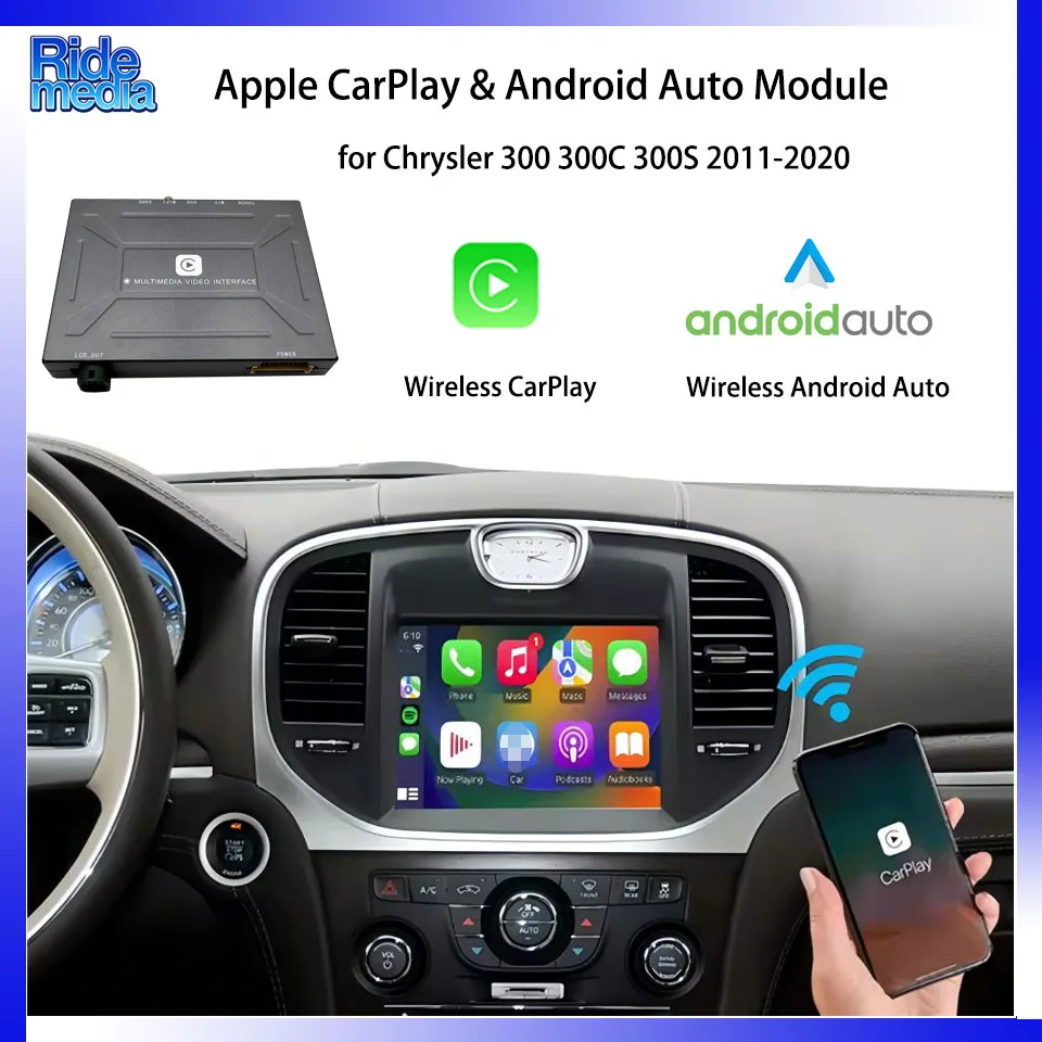 RideMedia Latest IOS Waze Spotify Google Maps APP Update Wireless CarPlay Retrofits for Chrysler 300 300C 300S 2011-2020