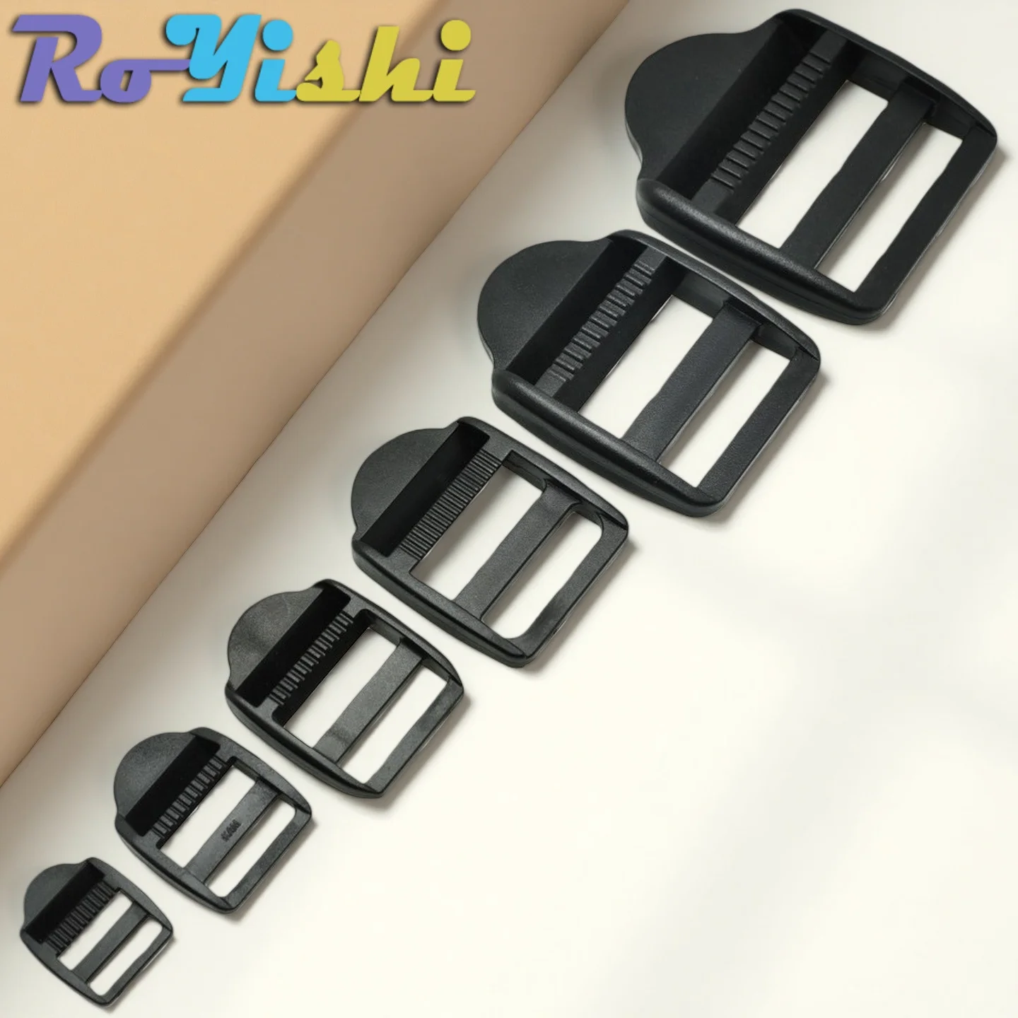 

10-100Pcs 15-50mm Plastic Tri-Glider Ladder Lock Slider Buckles Webbing Adjuster Belt Fasteners for Backpack Strap Black
