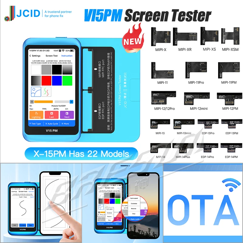 JC JCID V15PM Screen Tester For iPhone X XS XR 11 12 13 14 15 Pro Max Plus Mini MIPI EDP Screen Screen Funciton Testing Repair