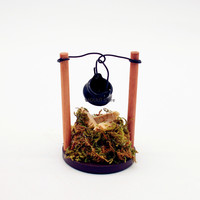 Interactive DIY Dollhouse Toy Set Miniature Garden Scene Lightable Hanging Stove Fire Pile Model; Kid's Kitchen Firewood Pile
