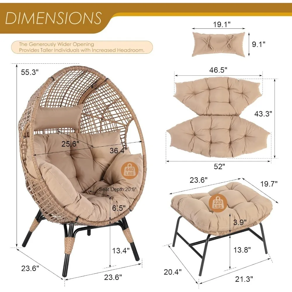 Rattan Egg Chair with Ottoman 2