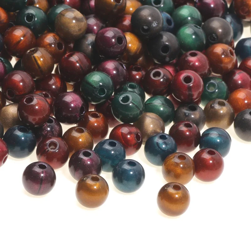 5-100pcs 6/8/10/12/14/16/18/20mm Quicksand Acrylic Spacer Beads For Jewelry Making DIY Bracelet Necklace Handmade Accessories