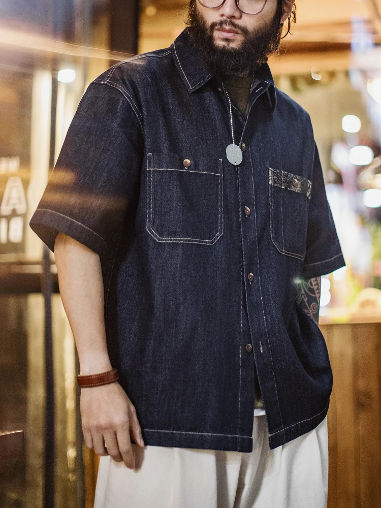 

Мужская куртка Maden American Retro Boro Denim с синим воротником irt Jaet, весенняя хлопковая повседневная свободная посадка oulder Sve irt