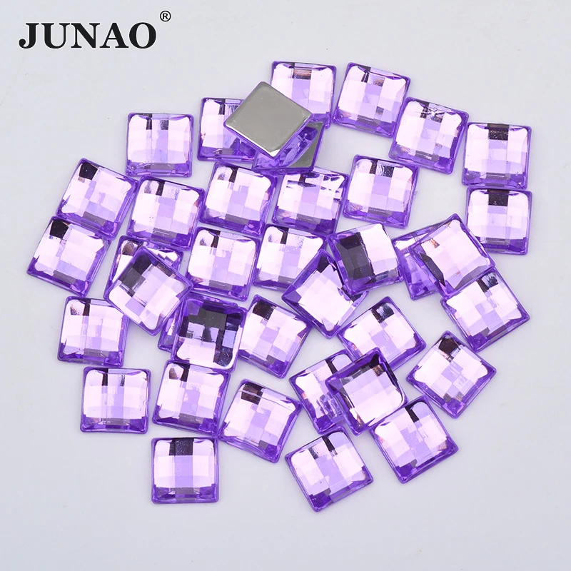 JUNAO 8 10 12 14 16mm colore trasparente quadrato Strass Applique Flatback acrilico Strass pietre di cristallo Non Hotfix per i vestiti