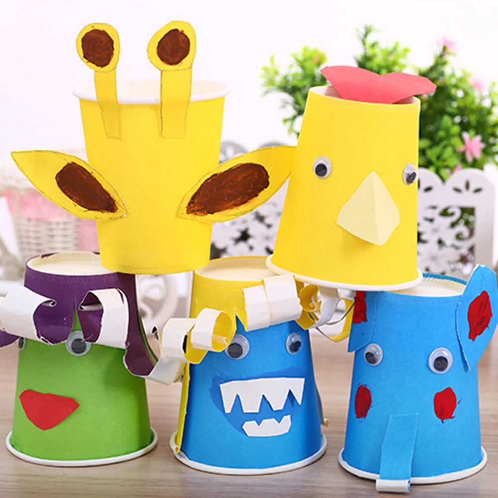 100 Stück bunte, verdickte Pappbecher, DIY-Handwerk, Kunstbedarf für Kinder, Kindergarten, kreatives Handwerk, Einweg-Pappbecher