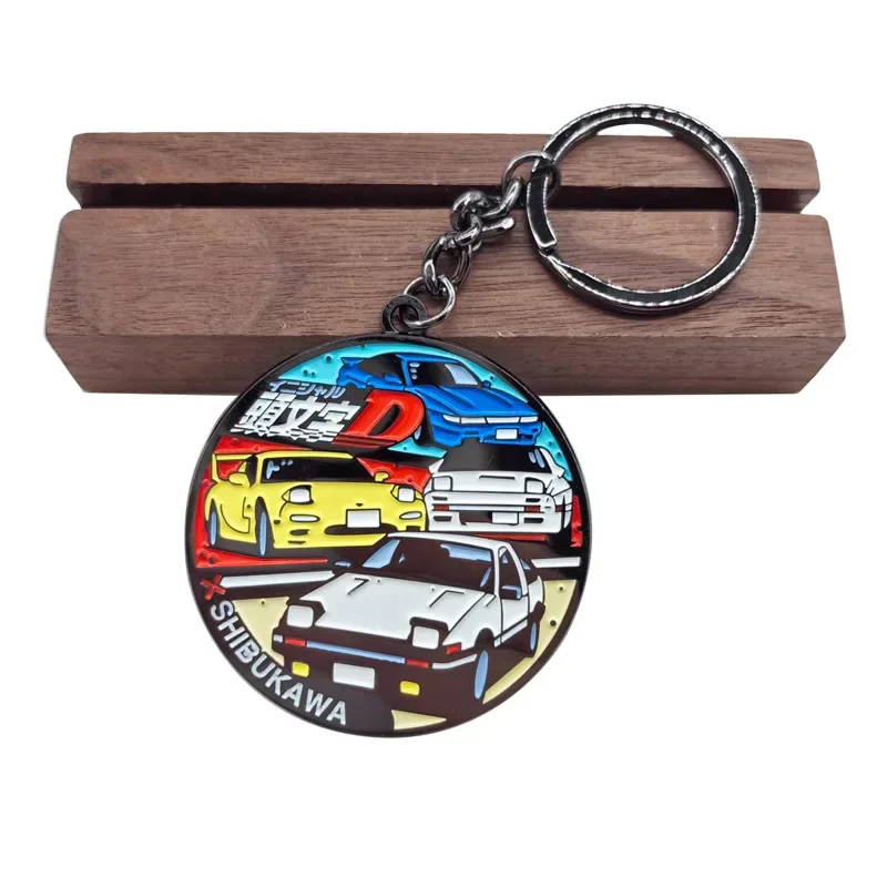 INITIAL D Cute Keychain Cartoon Anime Figures Metal Enamel Brooch Cartoon Pin Backpack Badge Kids Gift