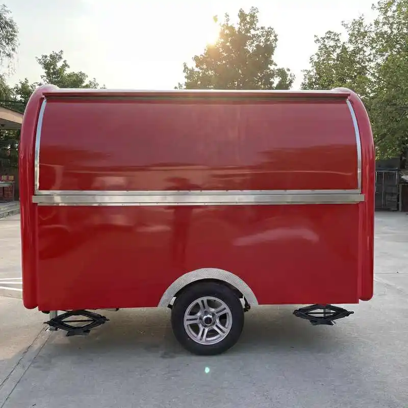 

Mini Round Fiberglass Food Truck Portable Coffee Trailer With Stainless Steel Interior For Outdoor Events