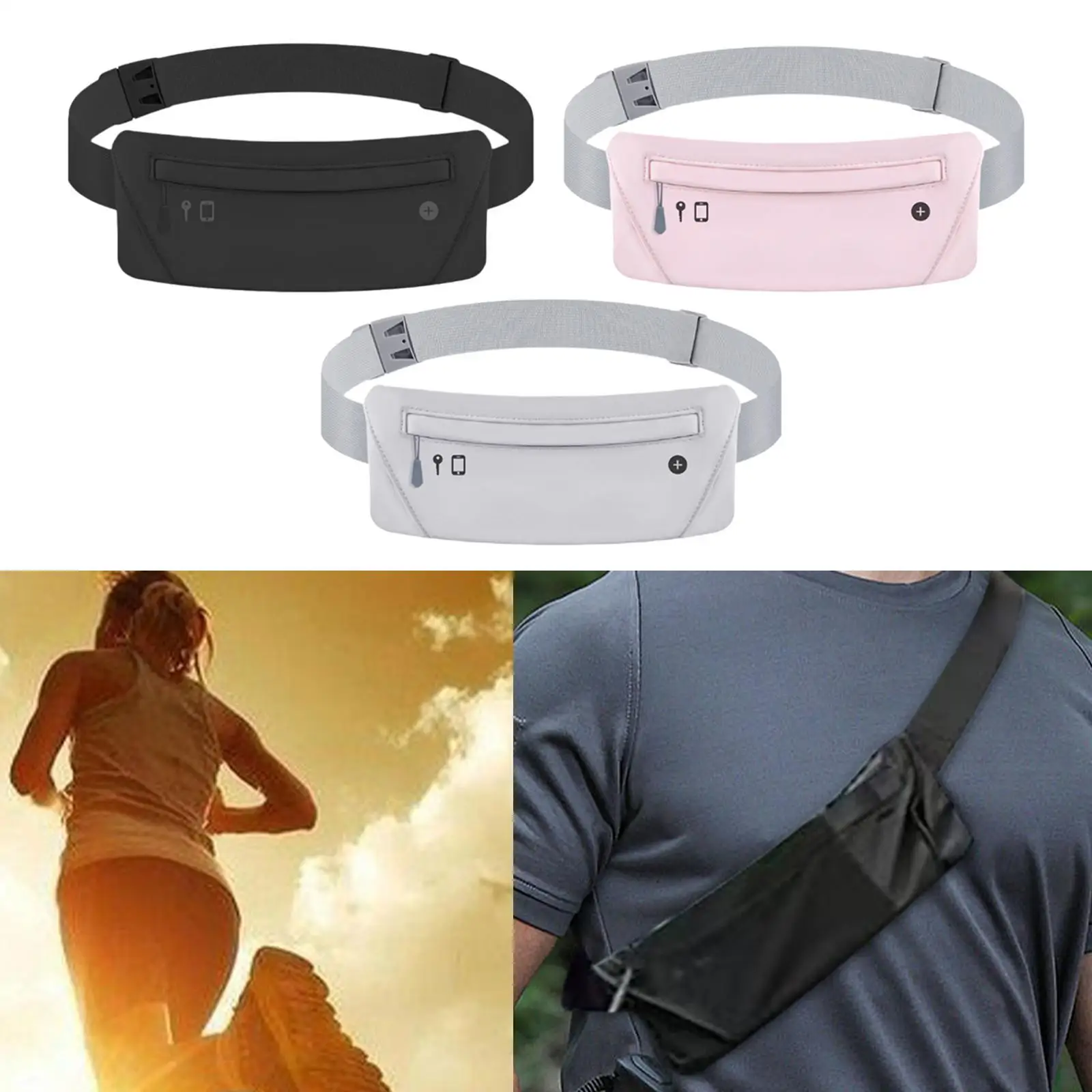 

Polyester Waist Bag for Sports Use with Phone Holder for Cycling And Walking