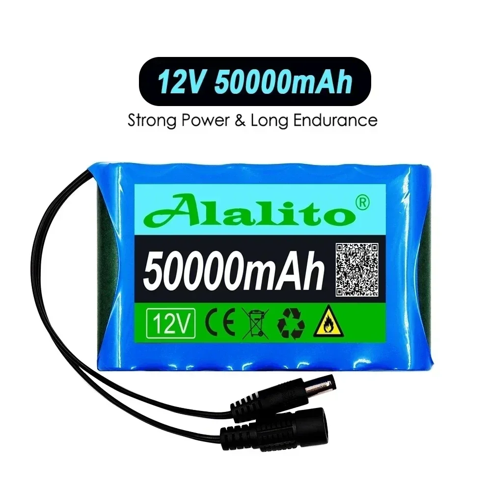 12 В 18650 Аккумулятор 50000 мАч 18650 Аккумуляторные батареи 12,6 В PCB Защитная плата литиевого аккумулятора 12,6 В 1 А Зарядное устройство