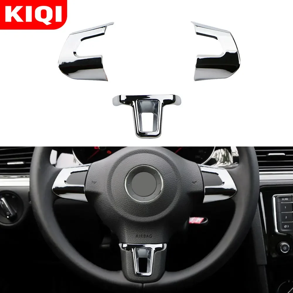 ABS Chrome for Volkswagen VW Golf 6 MK6 Polo Jetta MK5 2011 2012 2013 Polo Bora Steering Wheel Chrome Trim Sequins Cover Sticker