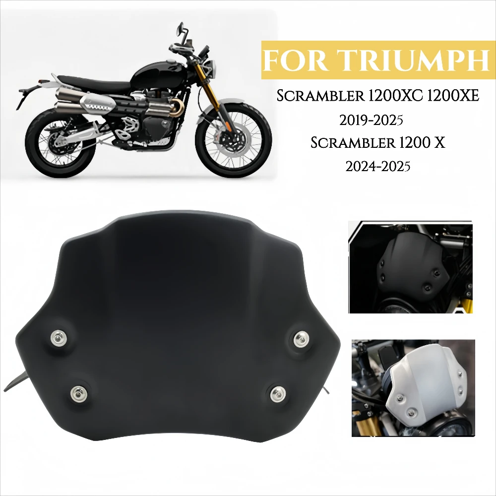 For Scrambler 1200XC 1200XE 2019-2025 1200 X Motorcycle Aluminium Headlight Fairing  Windshield Viser Visor Wind Deflectors