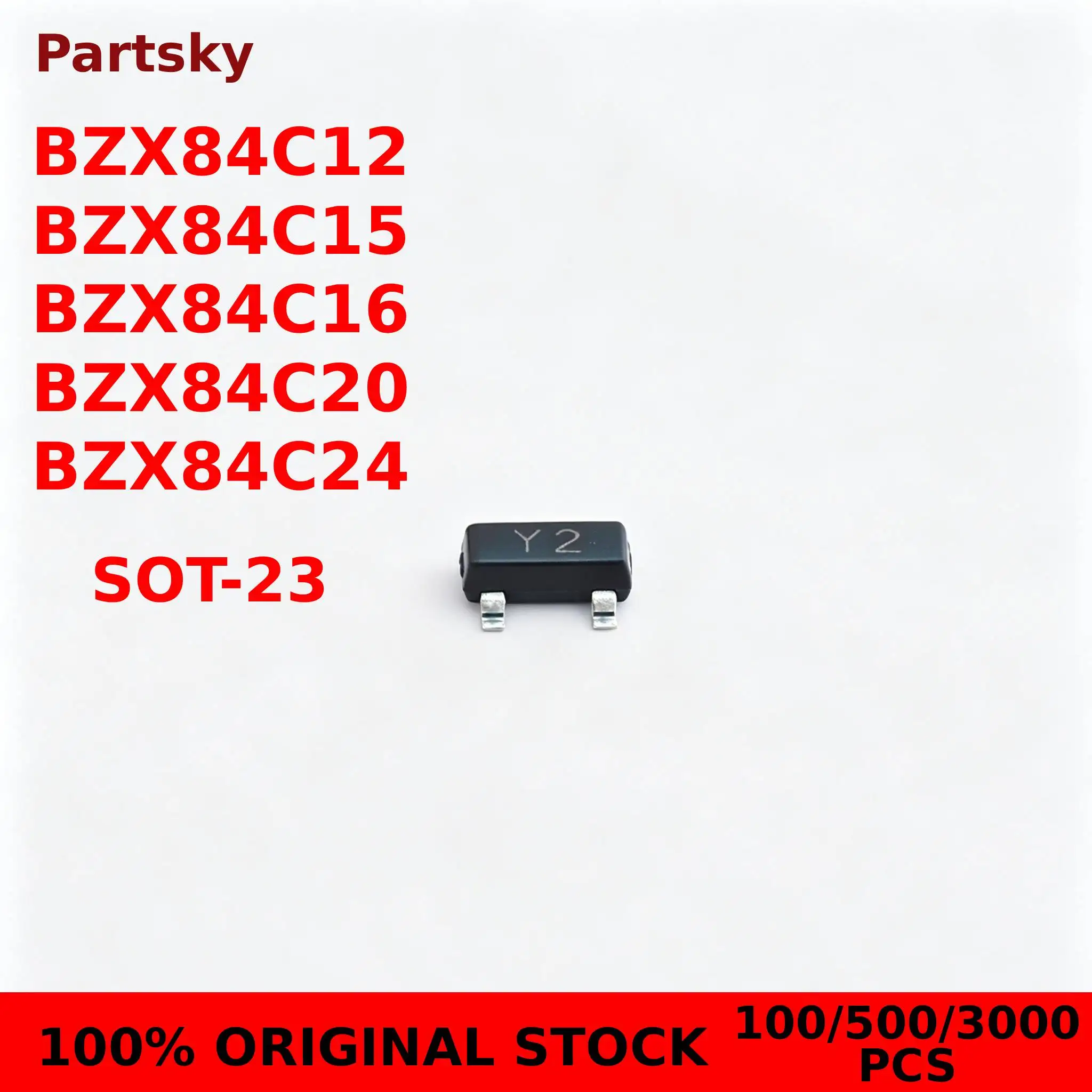 100/500/3000Pcs New Original BZX84C12 BZX84C15 BZX84C16 BZX84C20 BZX84C24 SOT-23 IC Chip Zener Diode In Stock