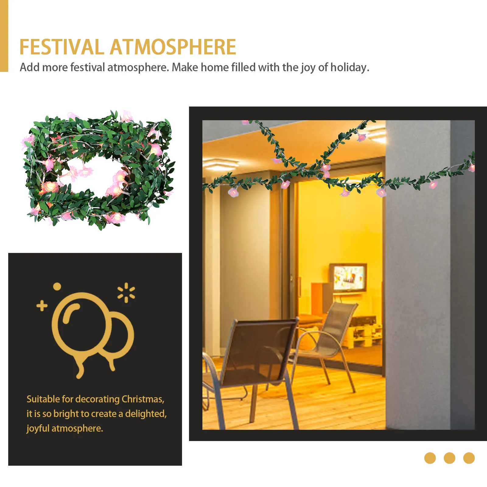 

Simulated Plant Garland Lamp Led Patio Lights Outdoor Waterproof Decorations Lifelike Wreath Christmas outside