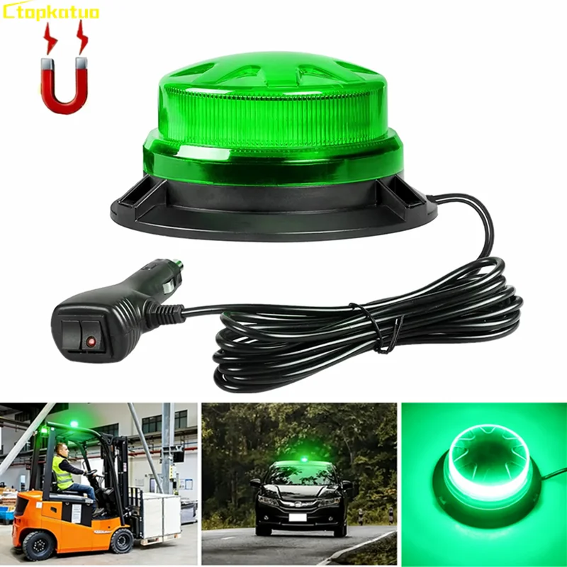 

12V-24V Green LED Strobe Light Magnetic Car Flashing Signal Lamp Truck SUV Ceiling Police Light LED Vehicle Warning Lighting