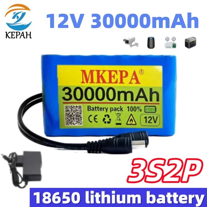 12V 30Ah High-Capacity Battery｜3S2P Long-Lasting Power for CCTV Monitoring + Charger Included