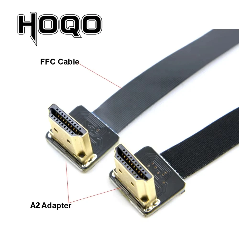FPV HDMI Ribbon Cable Dual Up Angled HDMI 90 Degree HDMI Type A Male to Male FPC Flat Cord for Multicopter Aerial Photography