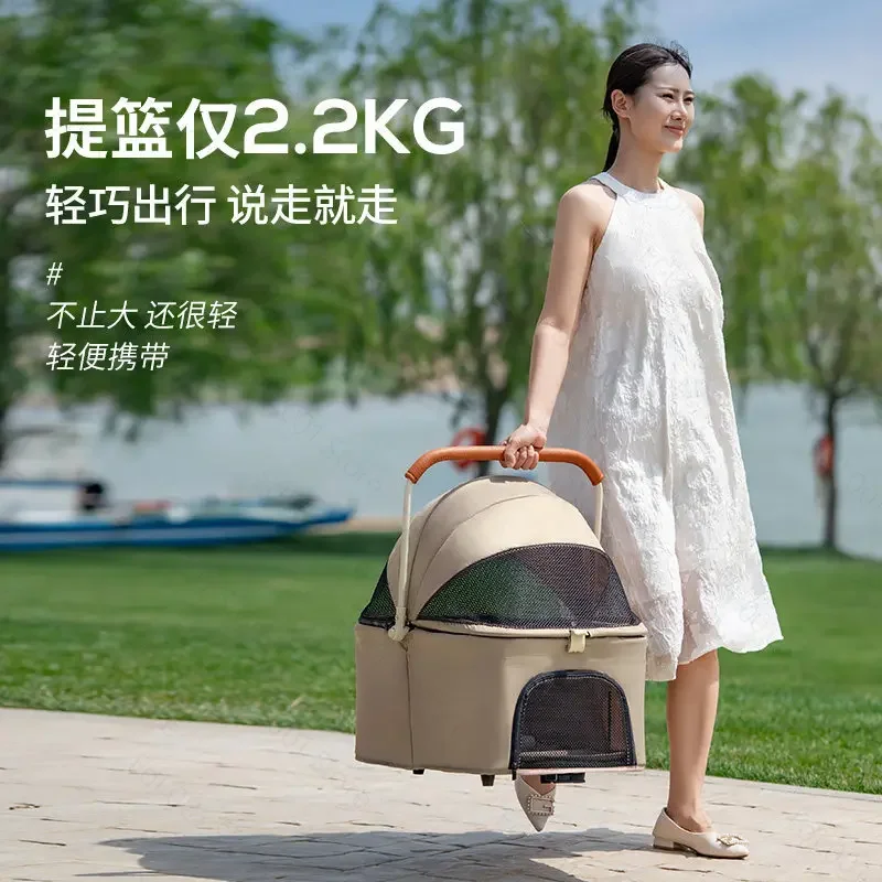 Medium Large Pet Stroller Lightweight Foldable Pet Cart for Dog Cat Outdoor Travel Use