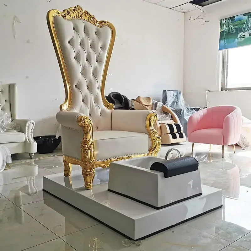 Pedicure Chair, High Back Foot Therapy Bench with White Foot Therapy Bowl, Luxurious Foot Therapy Sofa, Adjustable Salon Sofa