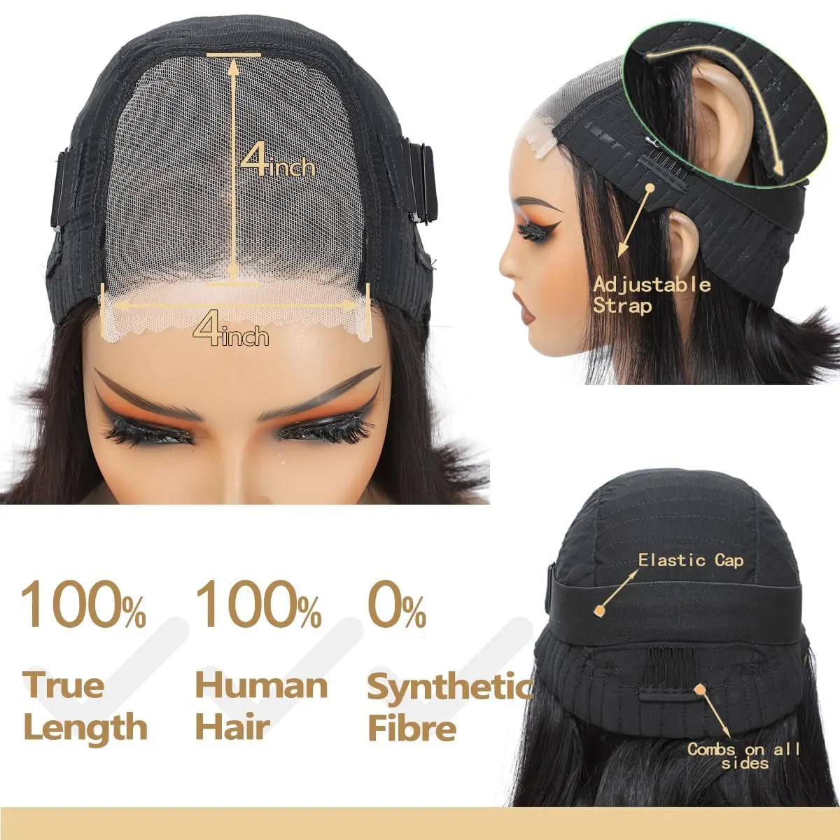 Wig Bob Pendek Rambut Manusia 4X4 Wig Rambut Manusia Renda Pra Pencabutan untuk Wanita 13X4 Wig Rambut Manusia Renda Depan 10 Inci Wig Bob Renda