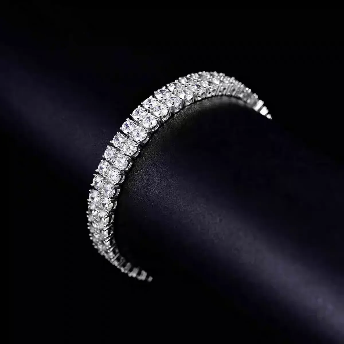 FCGJHW Full 3mm Moissanite Tennis Bracelets S925 Silver for Women Double Row Certified Diamond HipHop Hand Chain Gift Jewelry