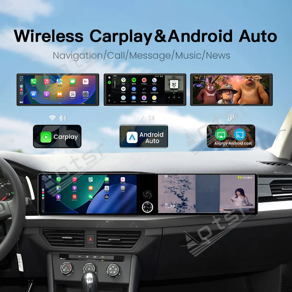 12.3 "شاشة مزدوجة كوالكوم كاربلاي أندرويد سيارة الوسائط المتعددة السيارات لفولكس واجن بورا 2019 ~ 2022 نظام تحديد المواقع نافي راديو السيارة رئيس وحدة