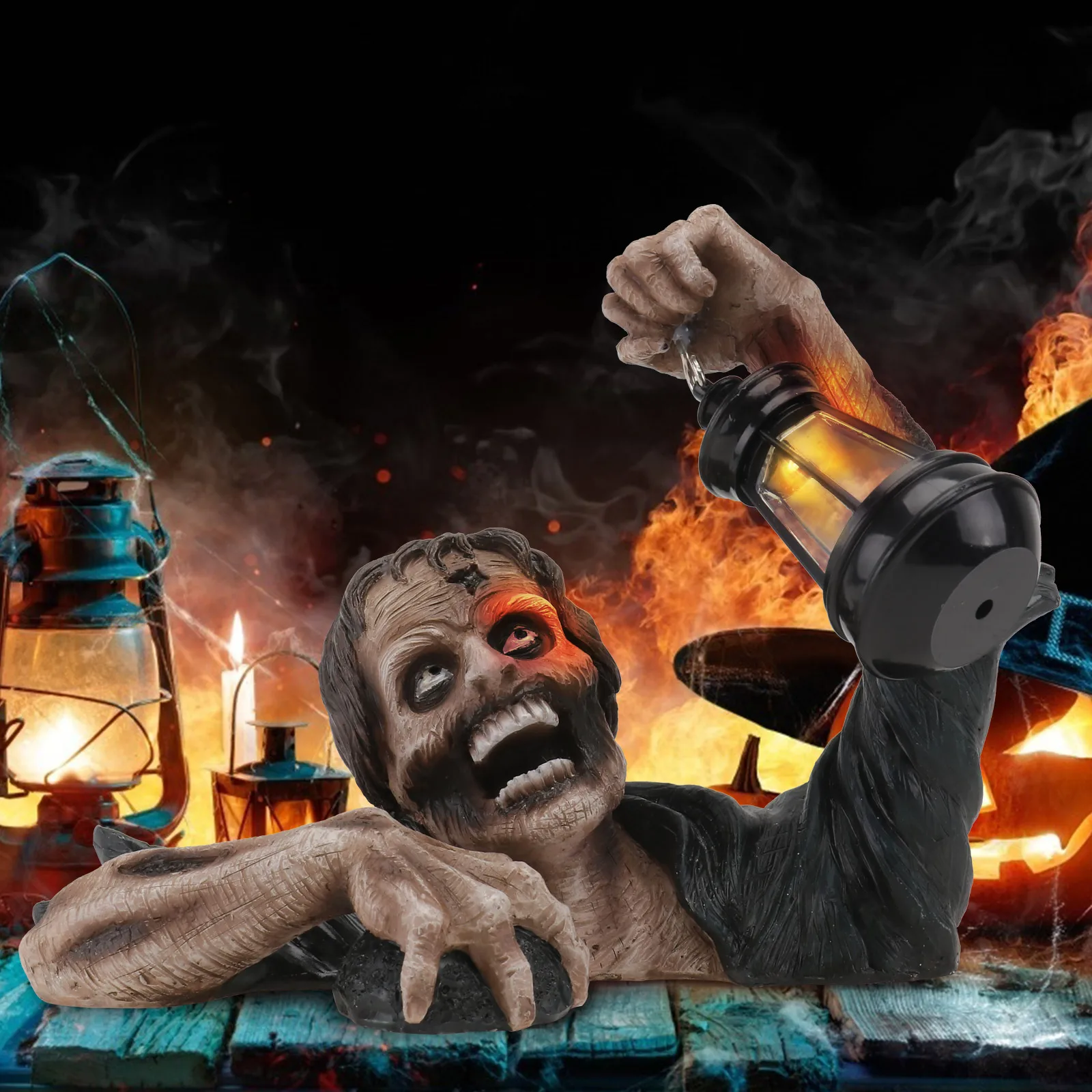 

Halloween Zombie Decorative Artware Resin Plastic Night Light Halloween Adornment Garden Home Decoration Sculpture