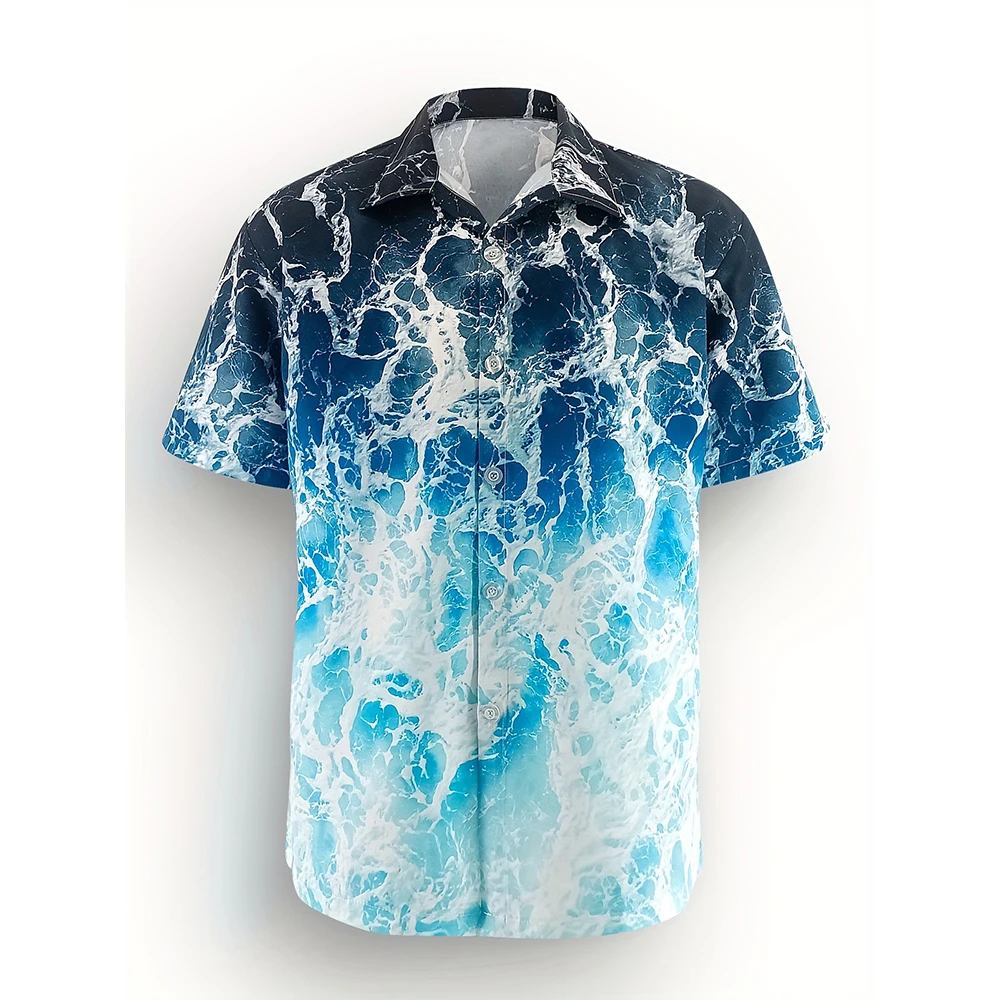 Zeewater 3d Bedrukt Hawaiiaanse Strandshirts Heren Dames Casual Mode Streetwear Oversized Shirt Met Korte Mouwen Blouse Man Kleding