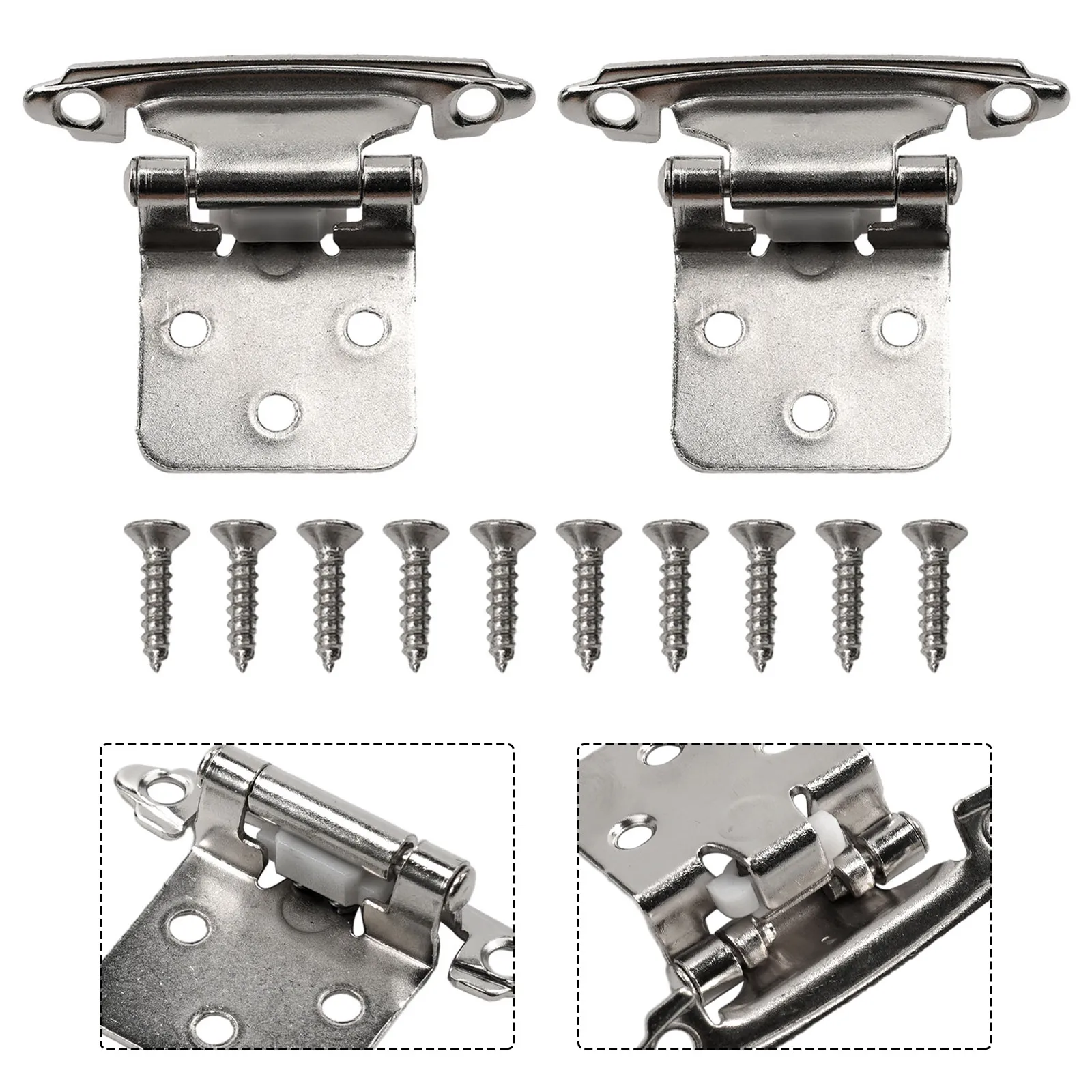 2pcLot Kitchen Overlay Hinges Self Closing Cupboard Door Hinges with Iron Material and Steel Screws for Cabinet Installation