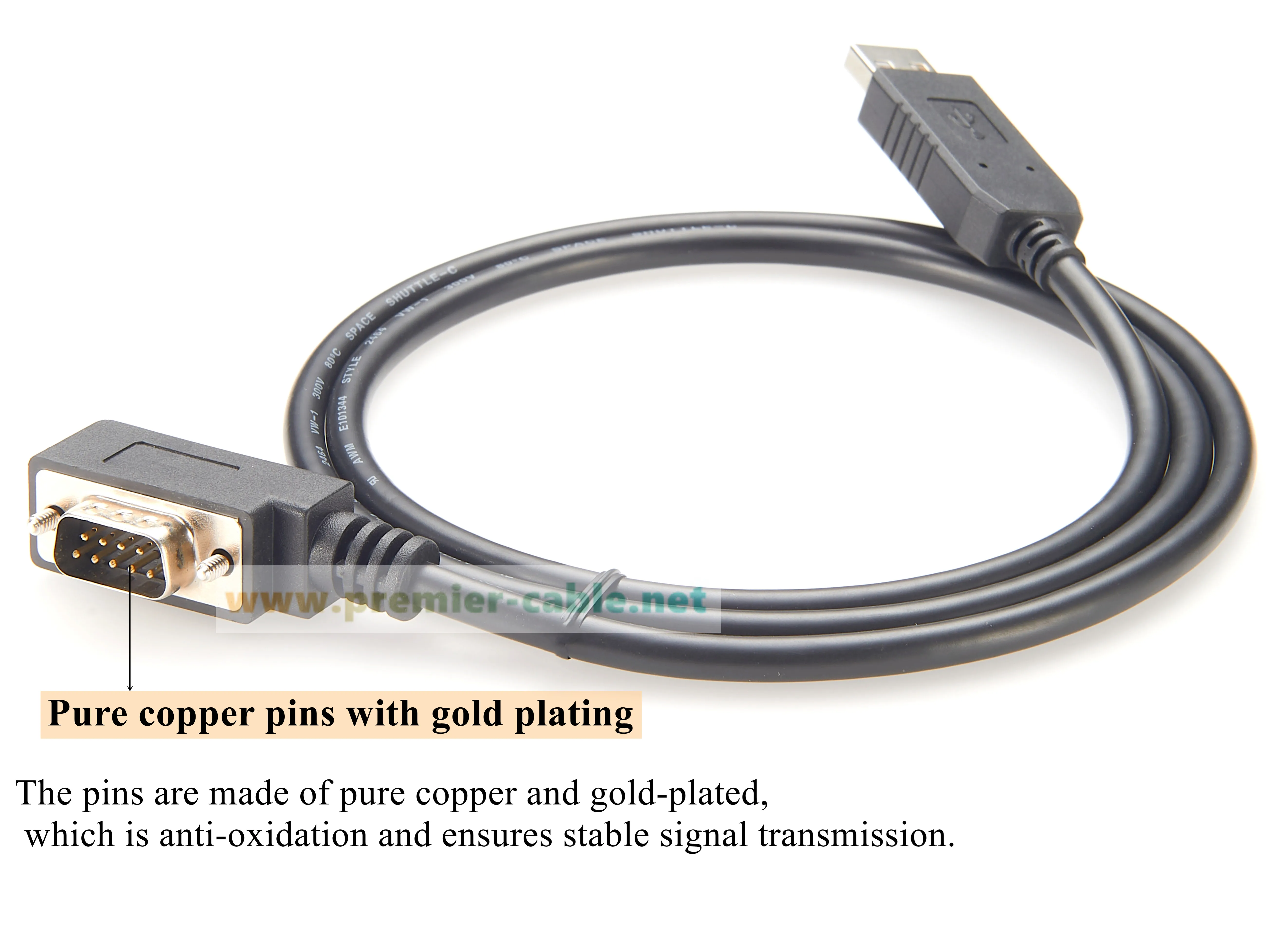 Rechtwinkliges USB 2.0 Stecker auf DB9 Stecker RS232 Serielles Adapterkabel mit FTDI FT232RNL Low Profile Slim Compact DB9 COM-Port-Konverter – Detail 4