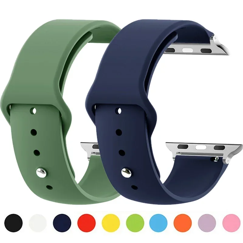 Silicone Strap For Apple Watch Bands 44mm 40mm 49mm 45mm 41mm 38mm 42mm belt bracelet iWatch series se 9 8 7 6 5 3 ultra 2 band