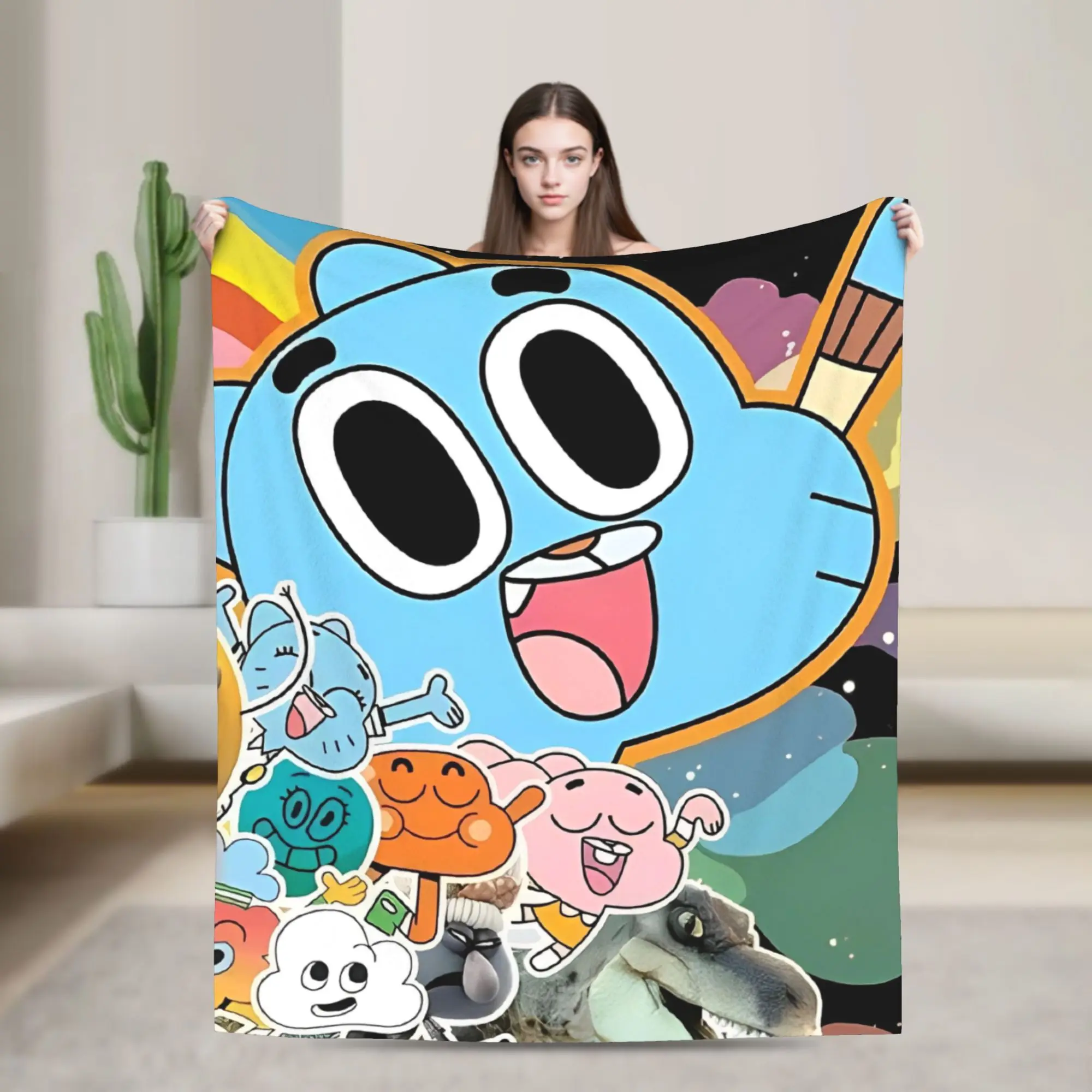 Cartoon Game Gum Ball Blankets  Plush Awesome Breathable Throw Blankets for Home Restaurant Spring Autumn