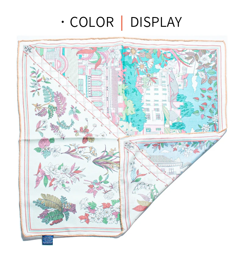 

Luxury 30% Silk 70% Wool Scarf Retro Floral Building Art Print Women's Square Scarf Herringbone Texture Warm Shawl