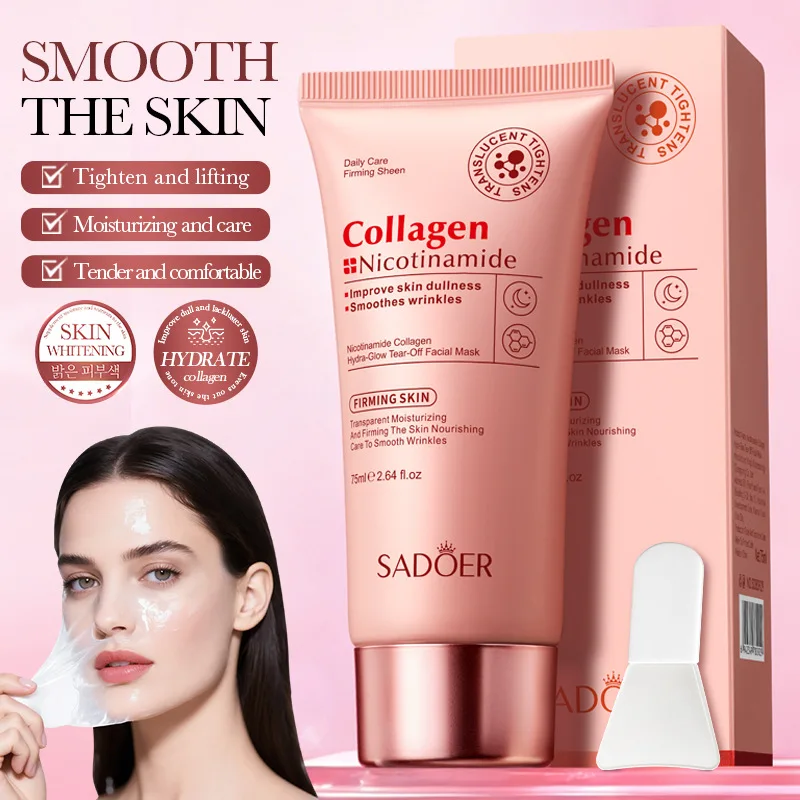 SADOER Nicotinamide Turmeric Face Mask Whitening Peeling Anti Aging Collagen Lifting Tear-Off Mask Dark Spot Corrector Skin Care
