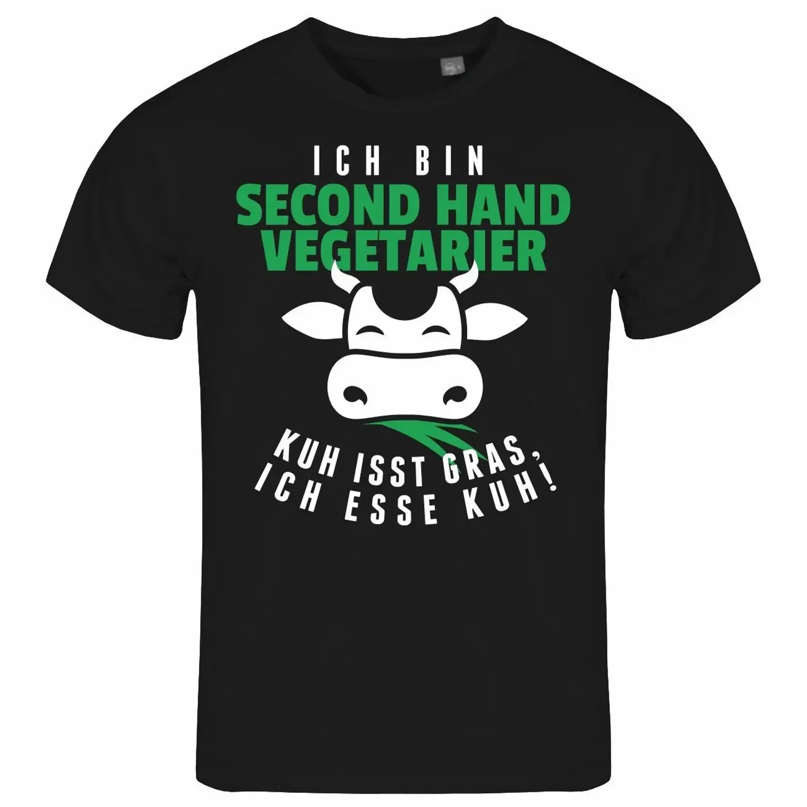 Herren T Shirt Second Hand Vegetarier S bis XXL Kuh Fleisch steak grillen BBQ vintage Washed Comfortable Unisex