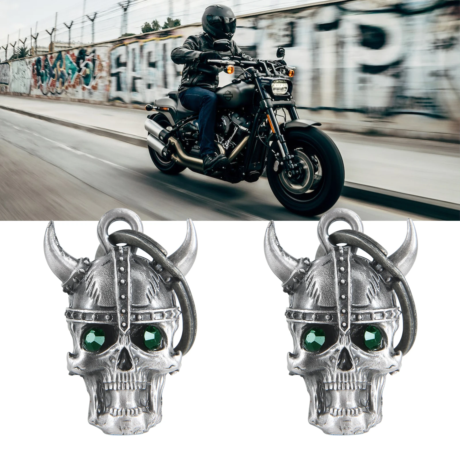 3D Viking SKull Motorcycle Bell Guardian Angel Drive Away Gremlin, Biker Bell for Men Women Rider Riding, Good Luck Gift