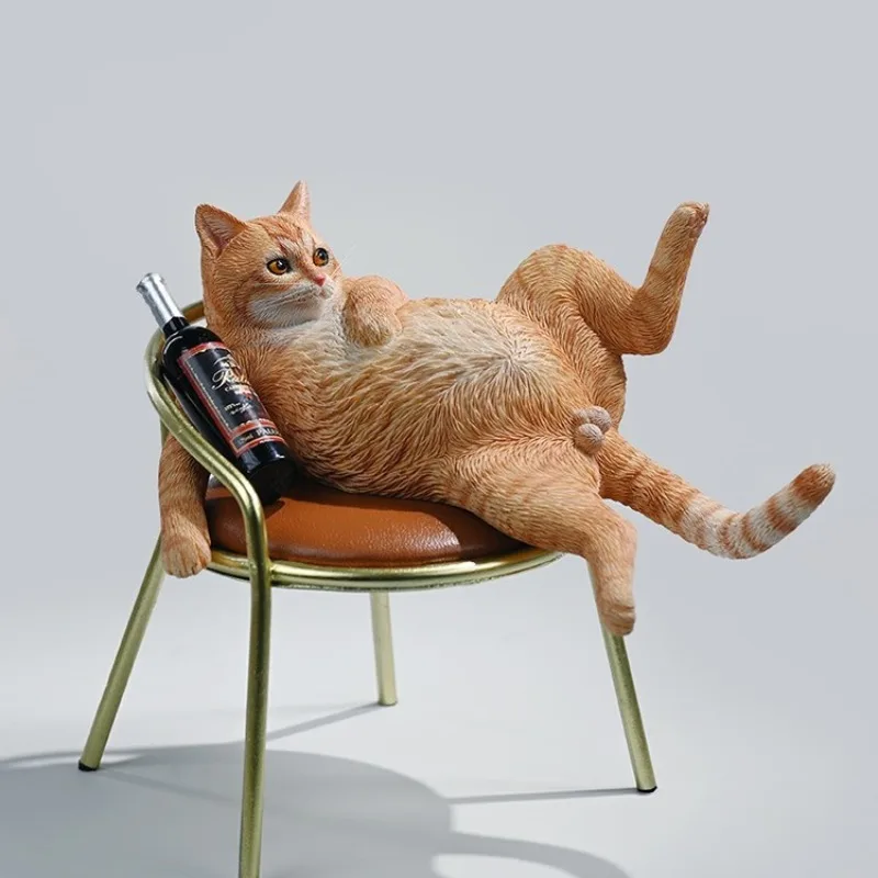 

Drunk Cat 2.0 Drinking Little Lazy Cat, Lying Flat Cat Orange Cat Peripheral Doll Model Figure Ornament Gift