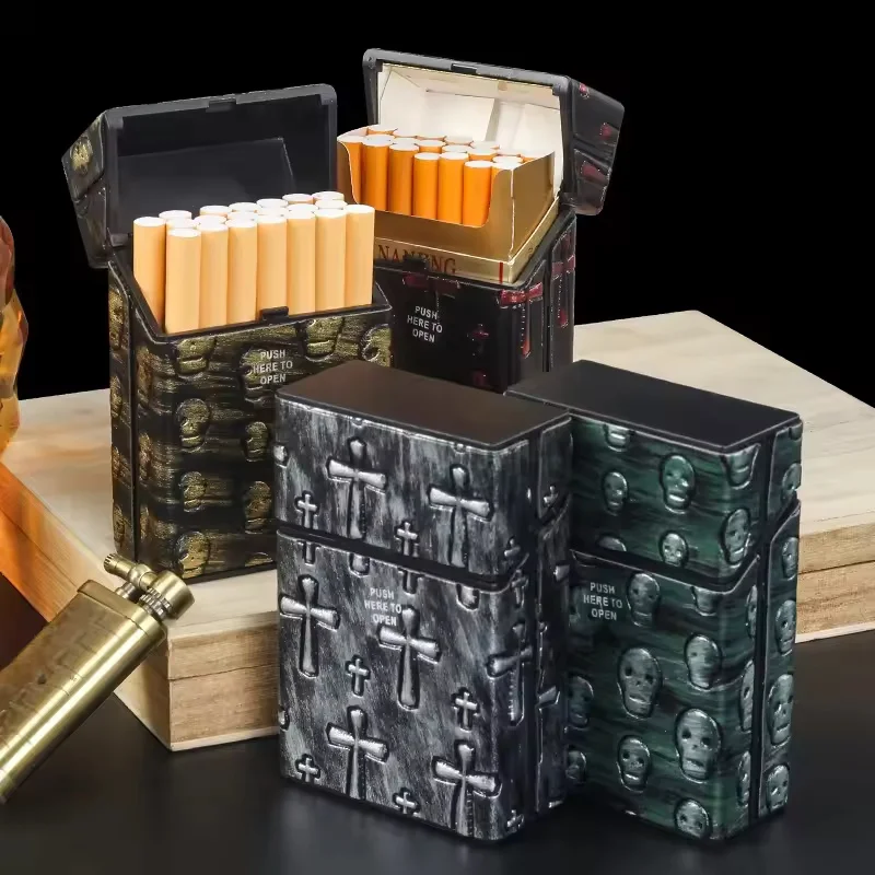 

Plastic Leather Cigarette Case Coarse Cigarettes 20 Whole Package Portable Storage Box Personalized Men's Cigarette Case
