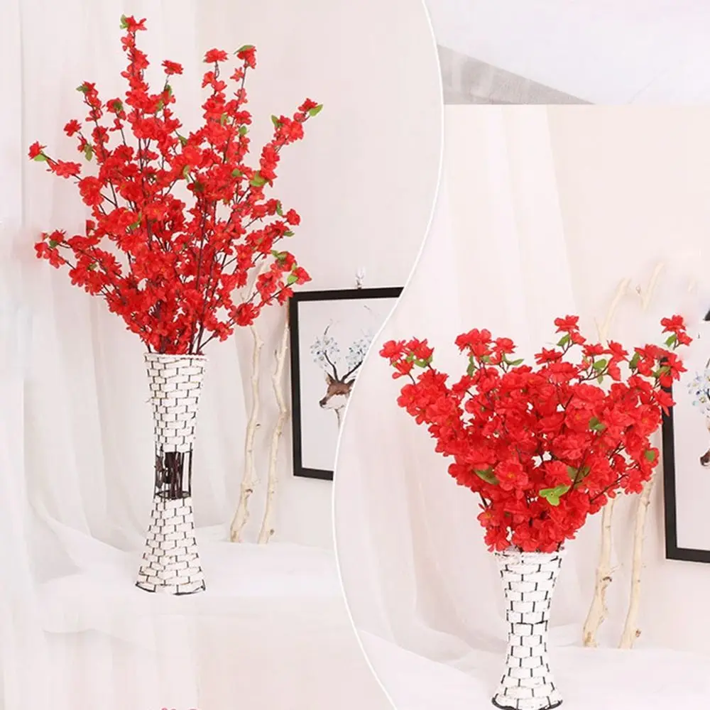 New 66/120cm Plum Blossom Branch Red Plum Blossom Branch Artificial Flowers Silk Fake Flower for Winter Spring Party Table Decor