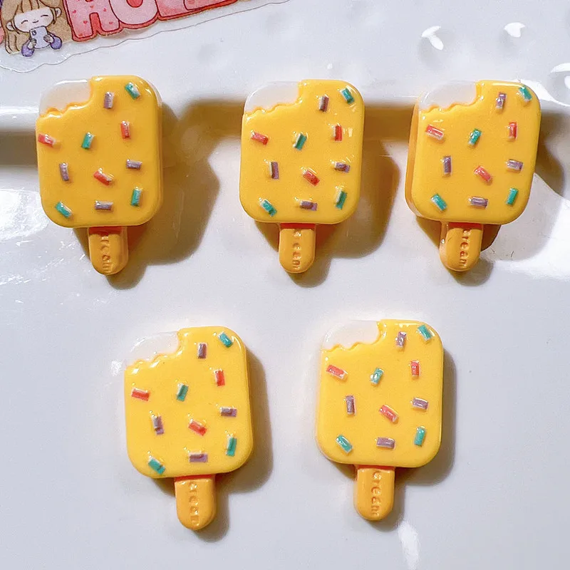 10Pcs Kawaii Cartoon Popsicle Resin DIY Shoes Hat Icebox Barrette Mobile Phone Case Scrapbook Cream Glue Flat Back Resin