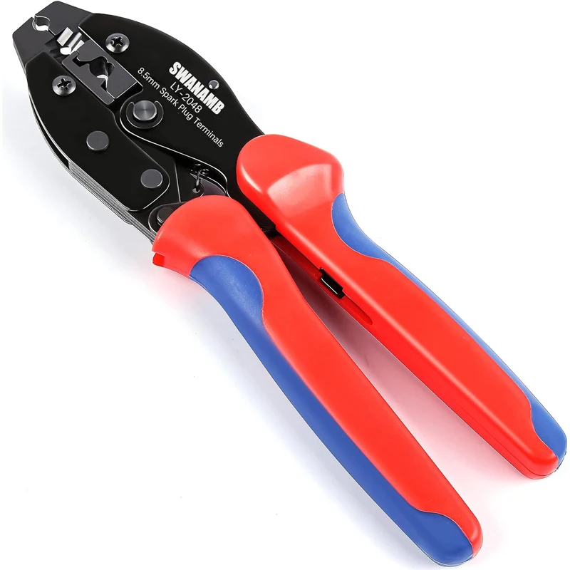 Spark Plug Wire Crimper,Crimping Pliers for Spark Plug Stripping Tool LY-2048 Spark Plug Wire Crimper-Ratchet Wire Terminal Crim