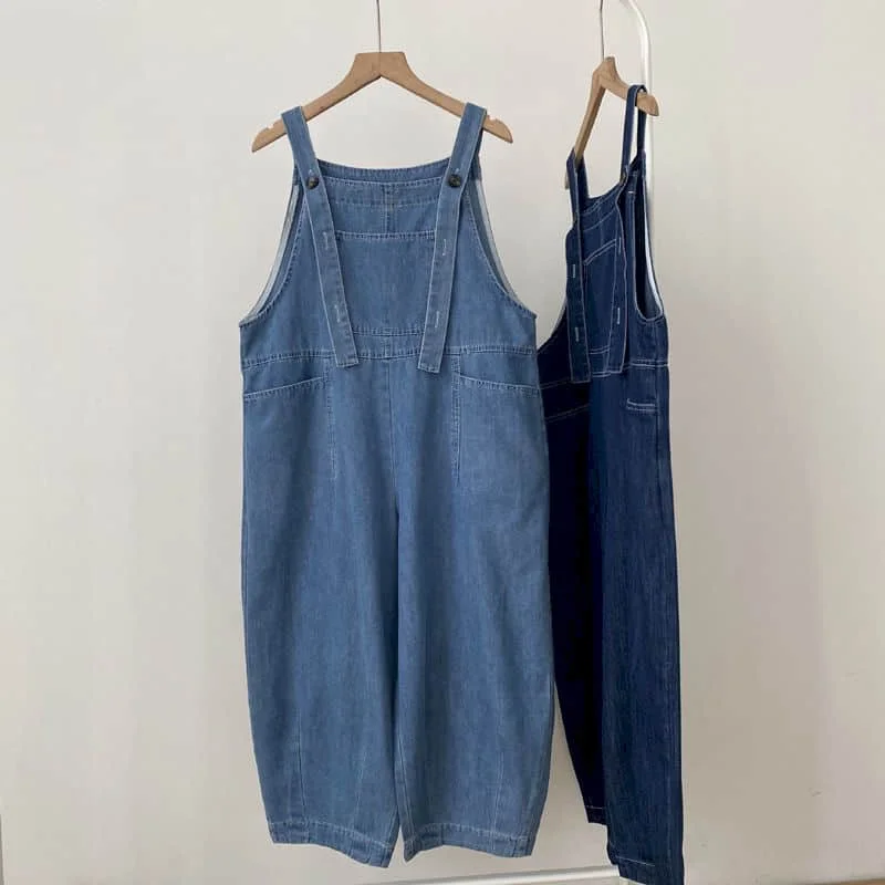 Denim Jumpsuits for Women Straight Pants Vintage One Piece Outfit Women Clothing Safari Style Loose Lantern Jeans Casual Rompers