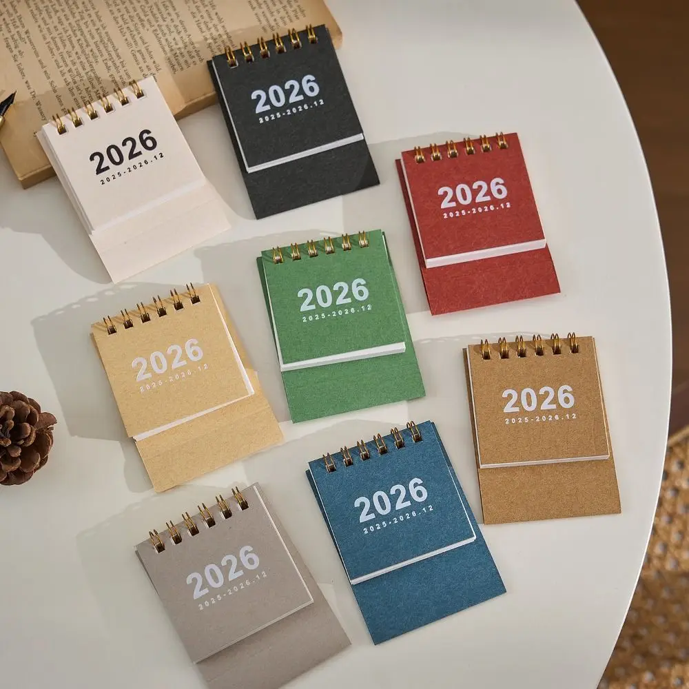 

2026 Mini Simple Calendar Creative Coil Calendar Monthly Planner Small Desk Calendar Desktop Decoration Office School Supplies