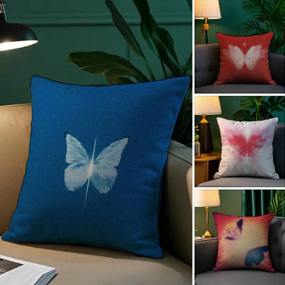 

Ins Anime Butterfly Pillow Case Custom Printed Brushed Fleece Pillow, Baby Skin-Touch, Eco-Friendly Dye-Sublimation Cushion for