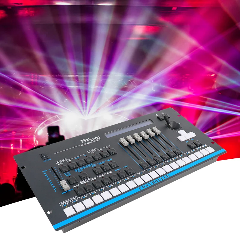 pilot 2000 dmx console 512 canais controlador equipamento de iluminacao de efeito de palco led par movendo a cabeca feixe de luz 01